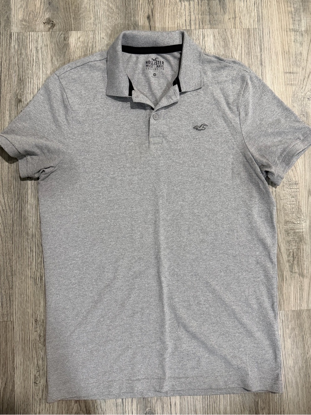 Hollister Light Gray Heather Polo with Subtle Logo